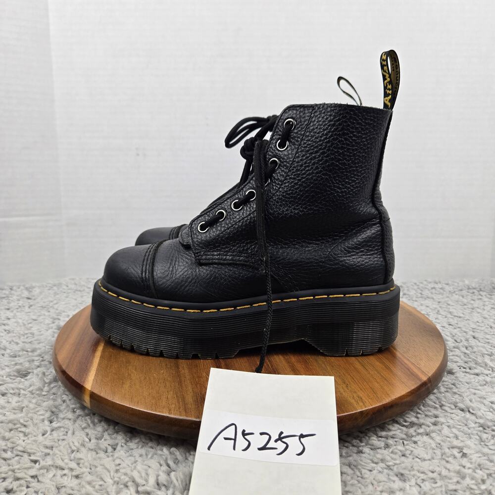 Dr. Martens Womens 6 Sinclair Black Milled Nappa Leather Platform Zipper Boots